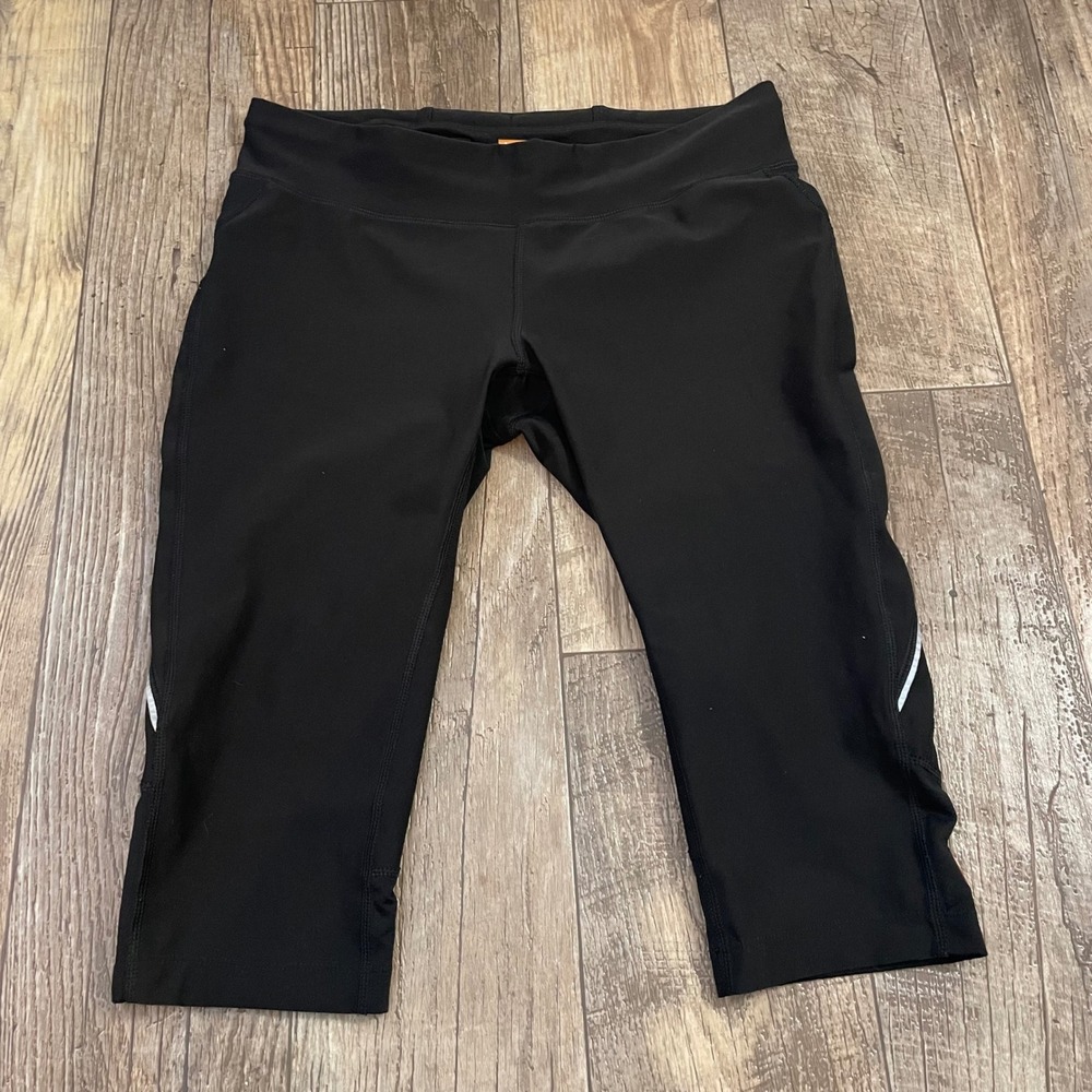 Lucy Tech Womens Black Cropped‎ Leggings Athletic Capri Pants Size M Reflective